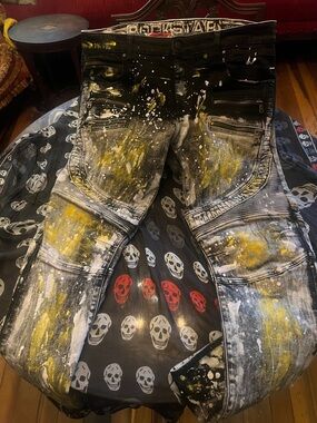 Rockstar Painted Biker Jeans